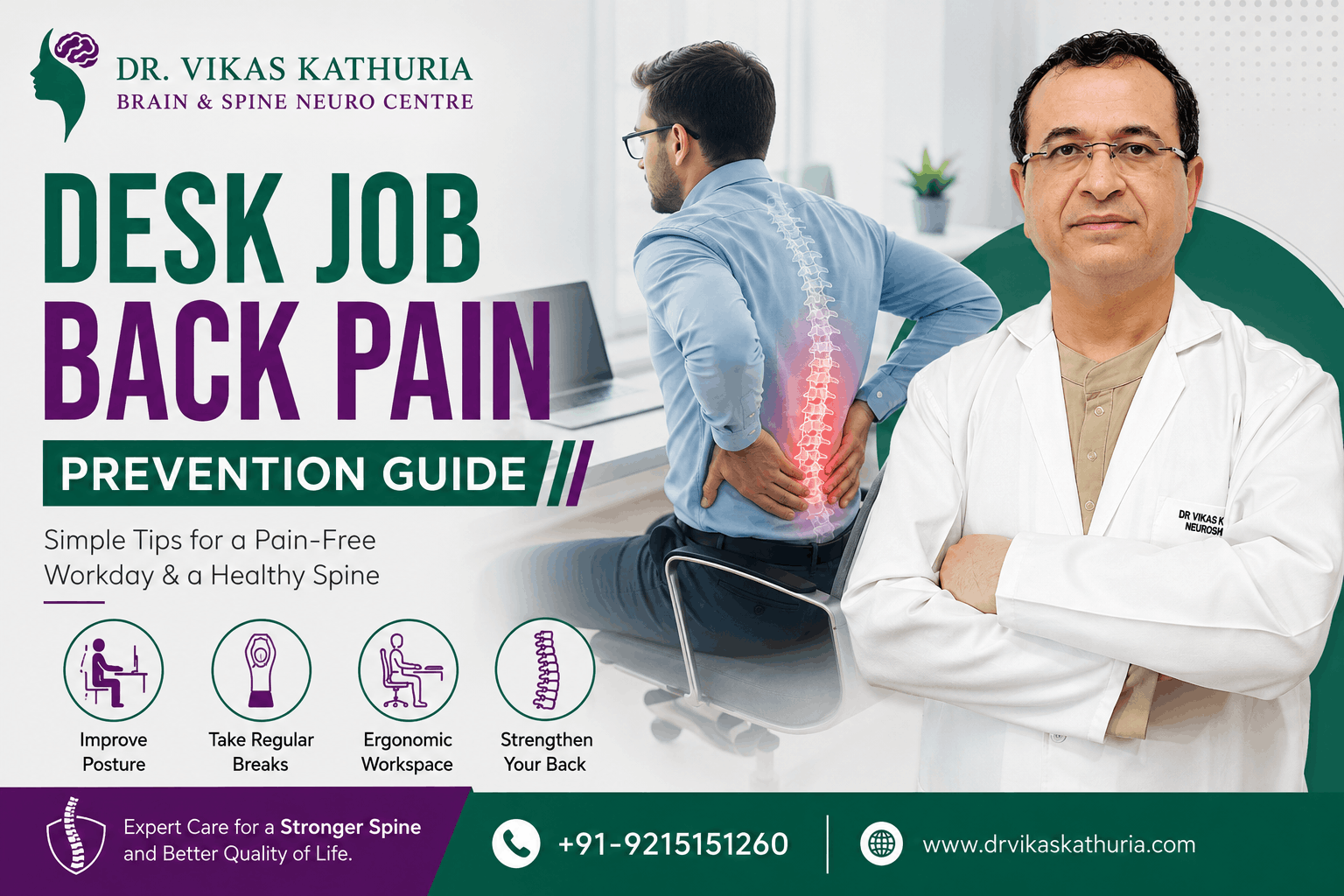 Desk Job Back Pain: A Prevention Guide for Gurgaon | Dr. Vikas Kathuria